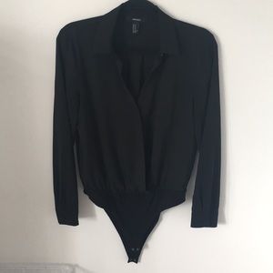 Crossover blouse bodysuit